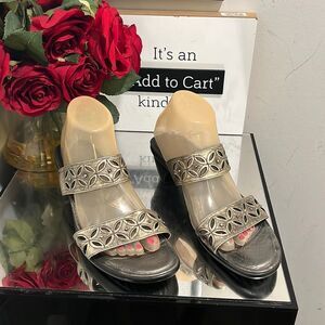 LADIES NAOT METALLIC SILVER SANDALS